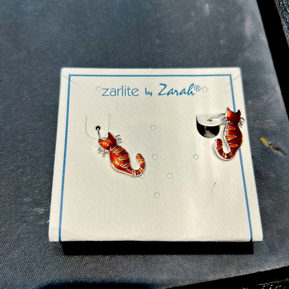 Orange cat earrings